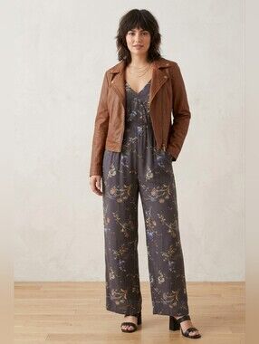 NWT Charcoal Gray Floral Halter Jumpsuit by Amuse Society